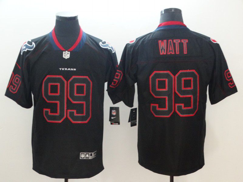 Men Houston Texans 99 Watt Nike Lights Out Black Color Rush Limited NFL Jerseys